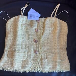 Walter Baker Cream Textured Button-Up Top